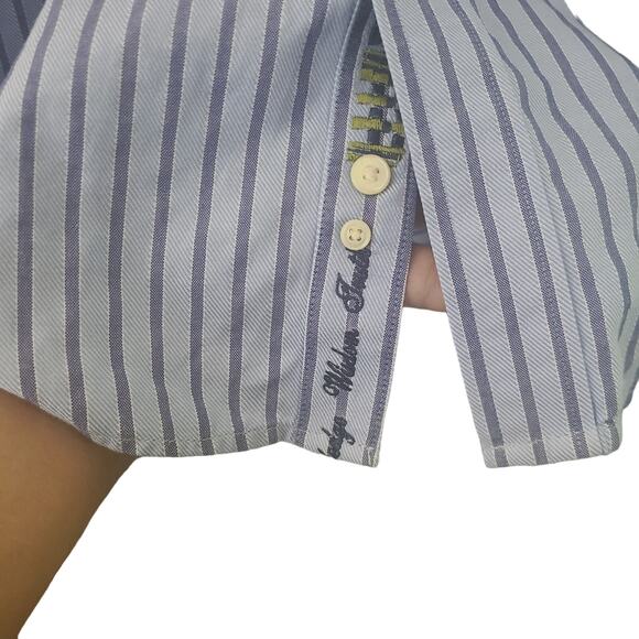 Robert Graham Blue & White Striped Button Down Long Sleeve Dress Shirt 3XLT - Picture 8 of 13